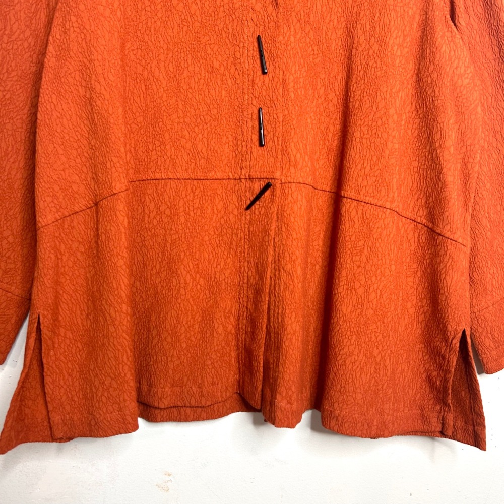 Ali Miles Burnt Orange Tunic Top XL Lagenlook Art to Wear Textured Minimalist - Picture 6 of 7